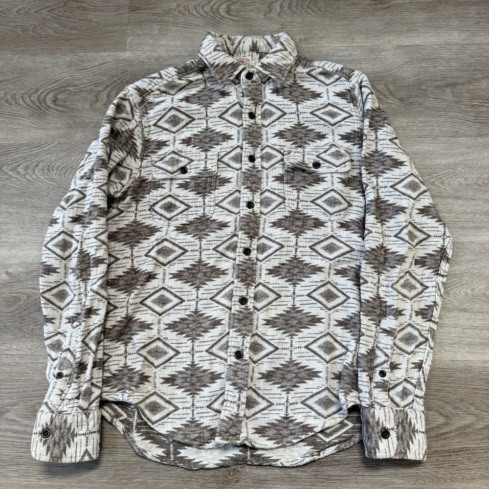 Faherty Brand Mens Sz S Southwestern Aztec Jacquard Flannel Shirt Blanket Cotton